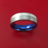 Titanium Ring with Sterling Silver Inlay and Interior Anodized Sleeve Custom Made Band