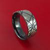 Black Zirconium Ring with Retro Rock and Roll Laser-Etched Pattern Inlay Custom Made Band