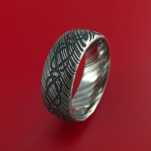 Kuro Damascus Steel Ring with Infinity Etched Celtic Design Inlay Custom Made Band