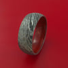 Damascus Steel Ring with Interior Hardwood Sleeve Custom Made Band