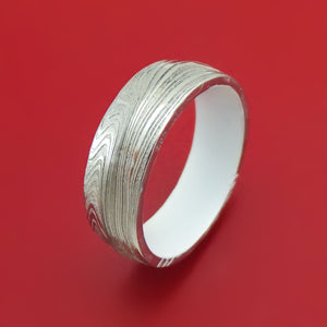 Marbled Kuro Damascus Steel Ring with Cerakote Sleeve Custom Made