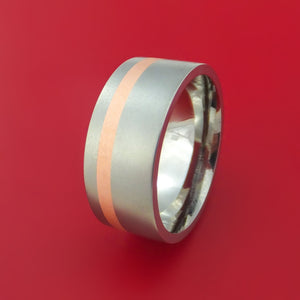 Wide Titanium Ring with Copper Inlay Custom Made Band