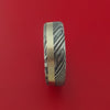 Kuro Damascus Steel and 14k White Gold Ring Custom Made Band