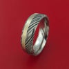 Kuro Damascus Steel and 14k White Gold Ring Custom Made Band