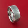 Cobalt Chrome Ring with Flat Twist Damascus Steel Inlay Custom Made Band