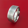 Cobalt Chrome Ring with Flat Twist Damascus Steel Inlay Custom Made Band