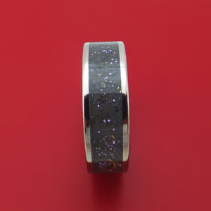 Titanium Ring with Dark Stardust Inlay Custom Made Band