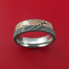 Damascus and 14k ROSE Mokume Gane GOLD Ring Wide Custom Made SHAKUDO
