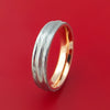 Damascus Steel Ring with 14k Rose Gold Sleeve Custom Made Band