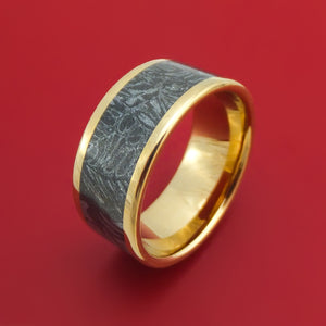 10k Yellow Gold Ring with Black and White M3 Mokume Custom Made