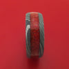 Damascus Steel and Stone Ring Custom Made Band