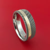Damascus Steel Ring with Mokume Gane Inlay Custom Made Band