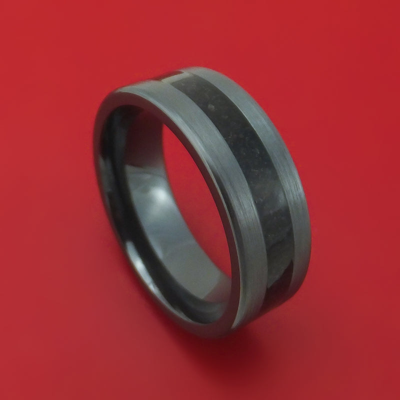 Black Zirconium and Dino Bone Ring Custom Made