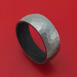 Tantalum and Forged Carbon Fiber Hammered Ring Custom Made