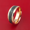 14k Rose Gold Ring with Black Carbon Fiber Inlay Custom Made Band