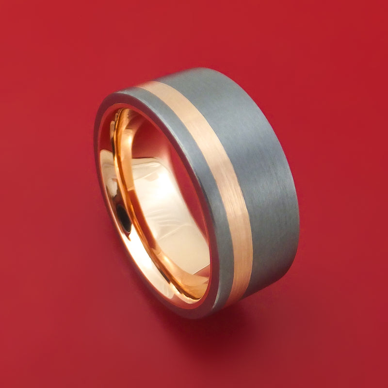 Tantalum and 14K Gold Ring with Inlay and Sleeve