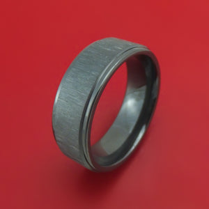 Black Zirconium Ring with Cross Satin Finish