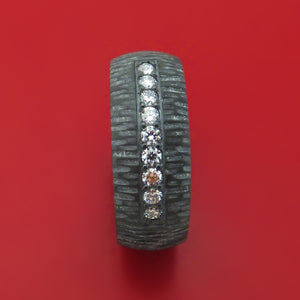 Black Zirconium and Lab Diamond Ring Custom Made