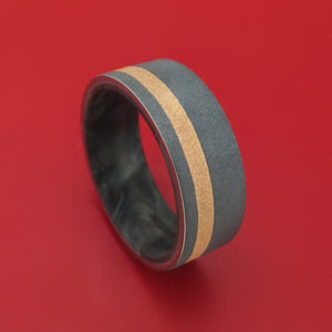 Tantalum Ring with 18K Gold and Forged Carbon Fiber