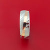 Kuro Damascus Steel Ring with 14k Rose Gold Inlay Custom Made Band