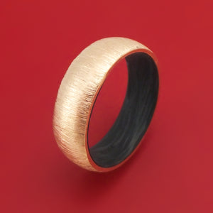 14K Gold Ring with Forged Carbon Fiber Sleeve Custom Made Band