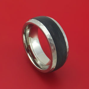 Titanium and Forged Carbon Fiber Hammered Band Custom Made