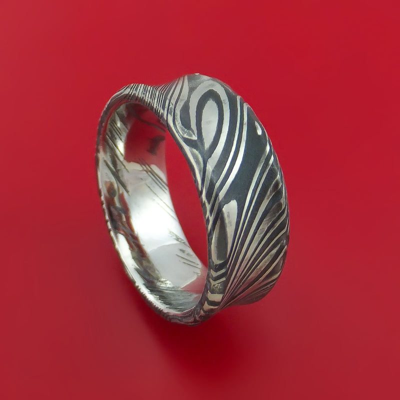 Kuro Damascus Steel Ring Custom Made Band