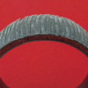 Black Zirconium Tree Bark Finish Ring with Edge Stone Inlays