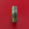 Damascus Steel Ring with 18k Yellow Gold Mokume Shakudo Inlay and Interior 14k Yellow Gold Sleeve Custom Made Band