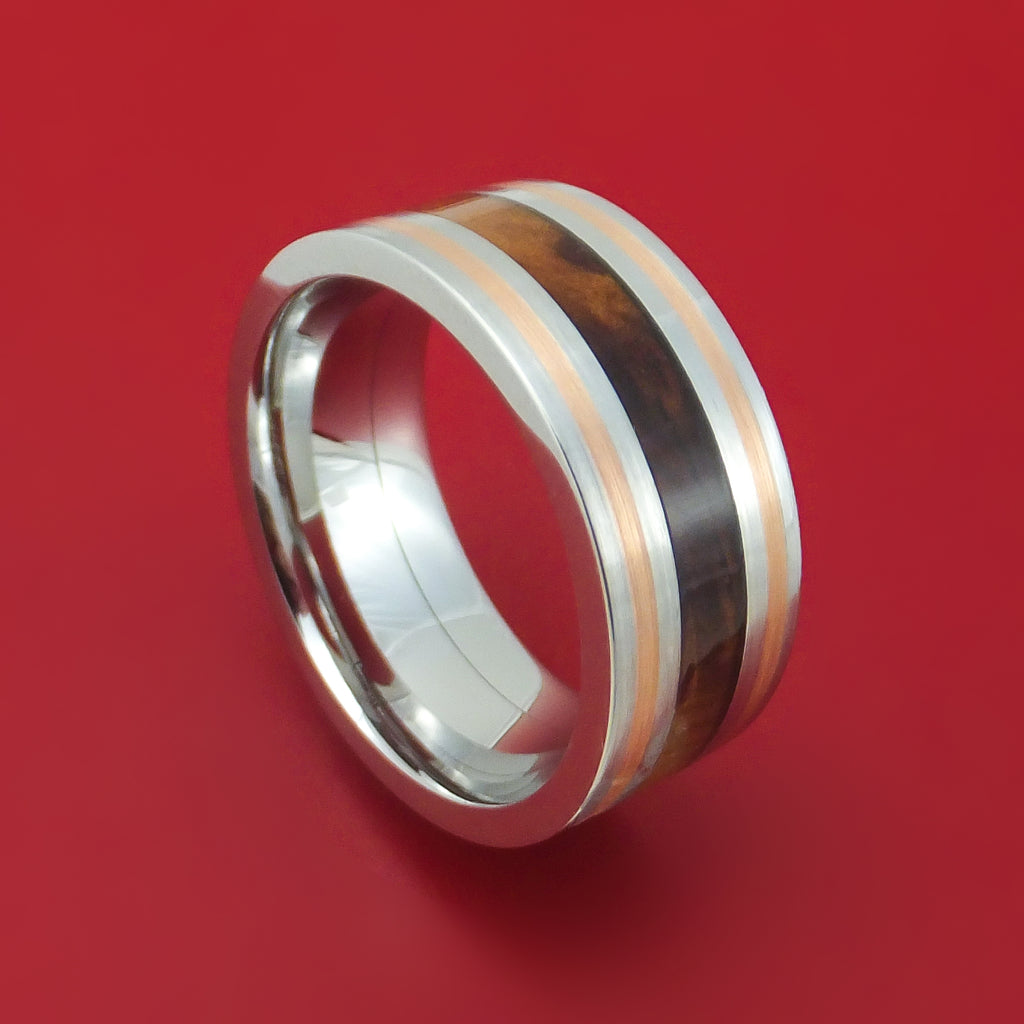 Cobalt Chrome Hardwood and 14K Gold Ring Custom Made