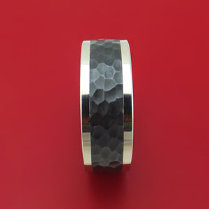 14K Gold and Zirconium Ring with Double Eternity Black Diamonds