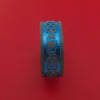 Black Zirconium Ring with Claddagh Milled Celtic Design and Anodized Inlays and Interior Anodized Sleeve Custom Made Band