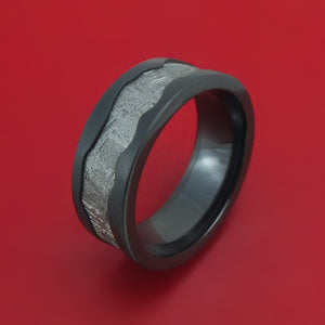 Black Zirconium and Meteorite Ring Wave Design Custom Made