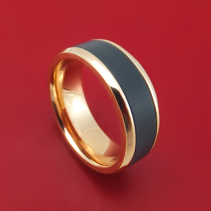 14K Gold and Black Zirconium Ring