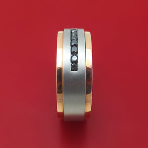 Cobalt Chrome 14K Gold and Black Diamond Ring Custom Made