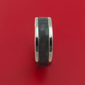 Titanium Ring with Black Carbon Fiber Inlay and Interior Anodized Sleeve Custom Made Band