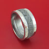 Damascus Steel Ring with Meteorite and Gold Custom Made Band