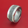 Damascus Steel Ring with Meteorite and Gold Custom Made Band
