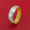 Titanium Ring with 14K White Gold Inlay and Interior Hardwood Sleeve Custom Made Band