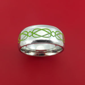 Cobalt Chrome Ring with Infinity Milled Celtic Design and Cerakote Inlays Custom Made Band