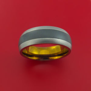Titanium and Black Zirconium Inlay and Bronze Anodized Inside Custom Ring Made to Any Sizing and Finish