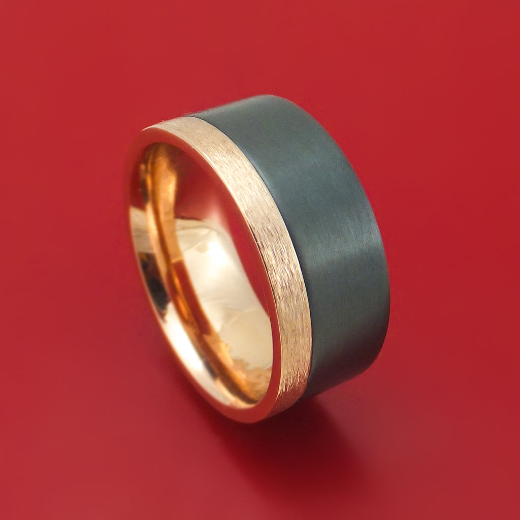 14K Gold and Black Zirconium Ring Custom Made Band