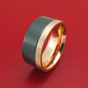 14K Gold and Black Zirconium Ring Custom Made Band