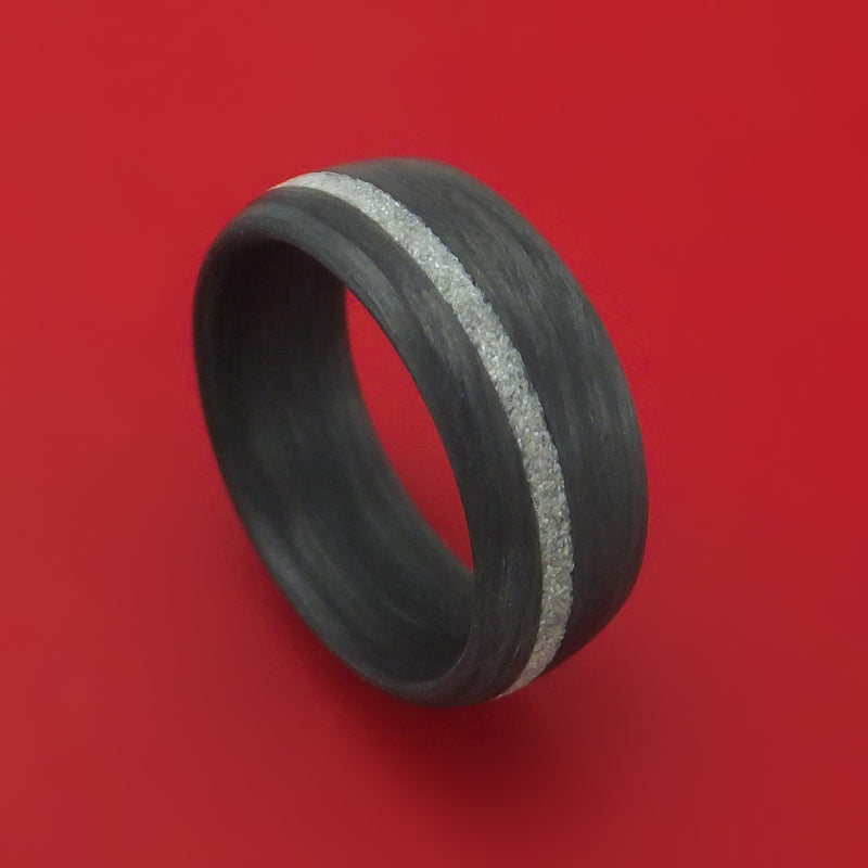 Carbon Fiber And Diamond Inlay Ring Custom Made