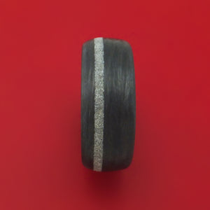 Carbon Fiber And Diamond Inlay Ring Custom Made