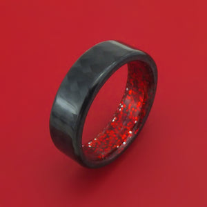 Carbon Fiber And Red Sparkle Sleeve Ring Custom Made