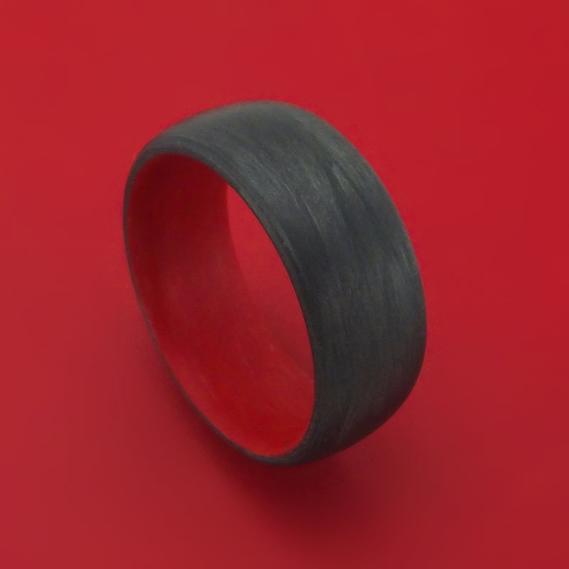 Carbon Fiber And Red Sleeve Ring Custom Made