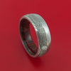 Damascus Steel Ring with Gibeon Meteorite Inlay and Interior Hardwood Sleeve Custom Made Band