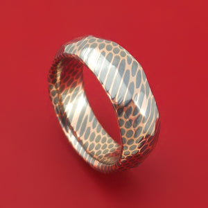 Faceted Superconductor Ring Custom Made Titanium-Niobium and Copper Band