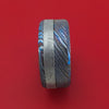 Kuro-Ti Twisted Titanium Etched and Heat-Treated Ring with Meteorite Inlay Custom Made Band